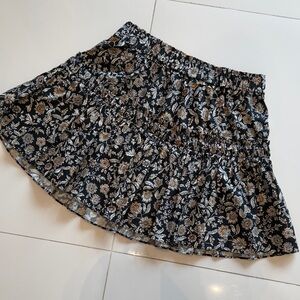 Zara Floral A-Line Skirt in Black and Cream